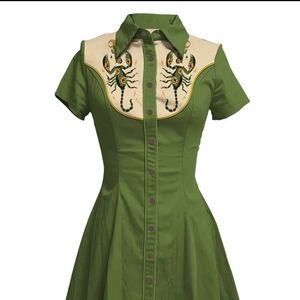 Western Green and Cream Dress Vintage Look Dress ... Bran